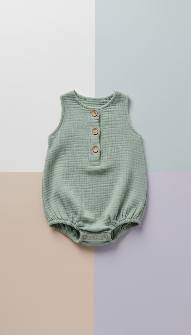 Muslin romper in soft sage