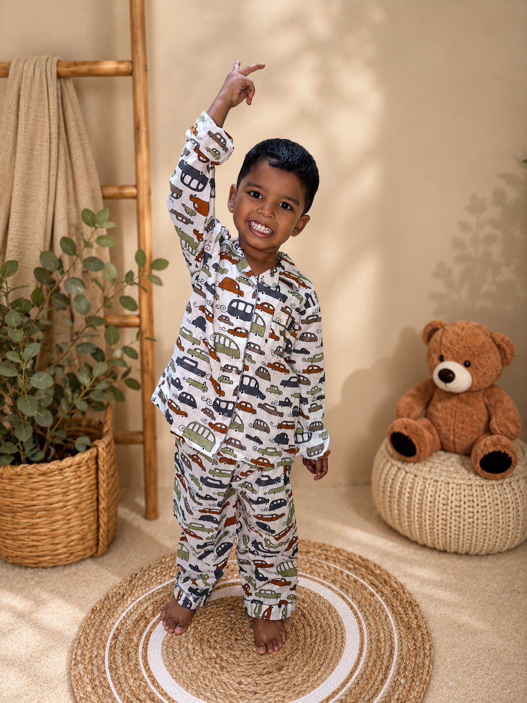 🚗 Little Cars Night Suit – 100% Pure Jaipur Cotton