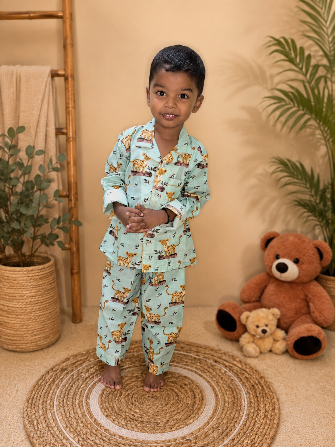 🐆 Little Leopard Night Suit – 100% Pure Jaipur Cotton