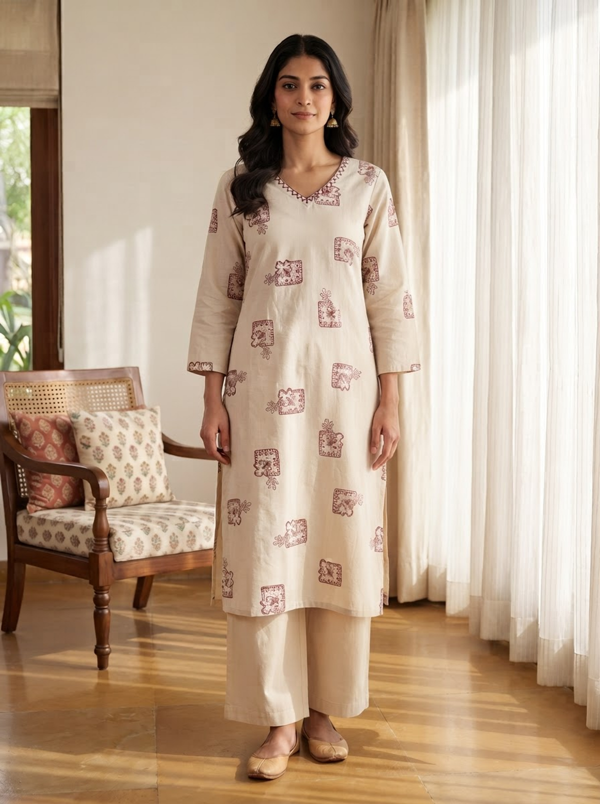 Premium Printed Flex Cotton Co-ord Set with Palazzo