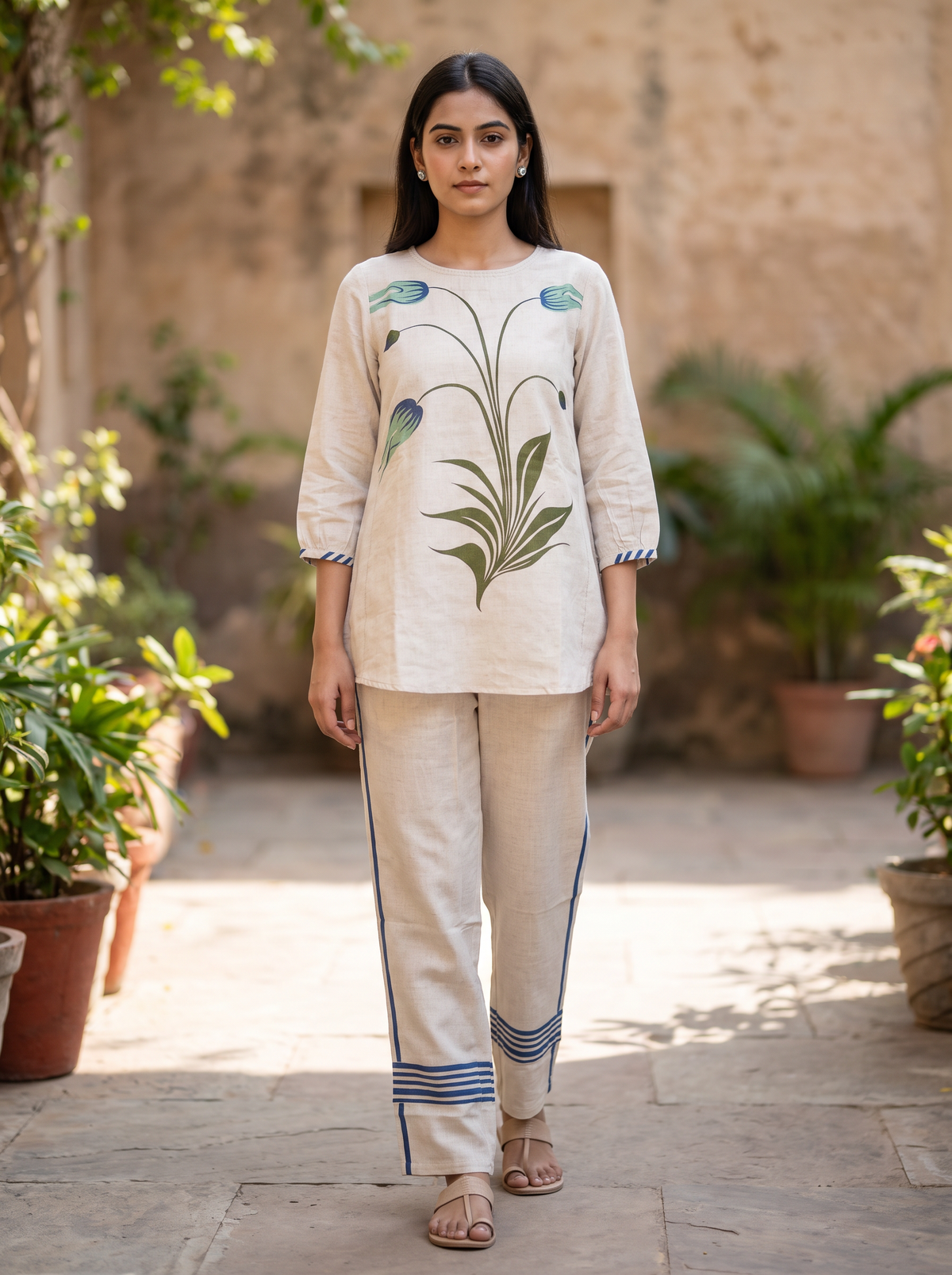Elegant botanical-inspired print Co-ord set