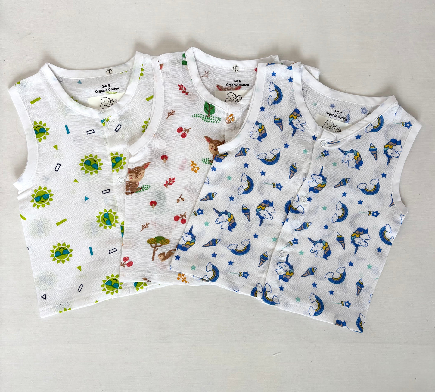 Chinmini™ Soft Muslin Jabla Set (Pack of 3) – 3 to 6 Months