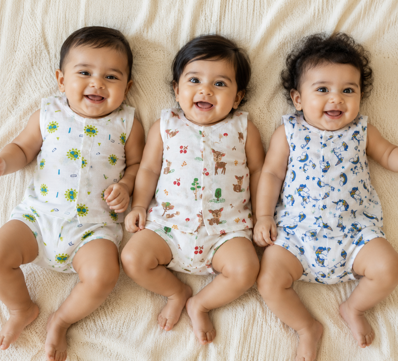 Chinmini™ Soft Muslin Jabla Set (Pack of 3) – 3 to 6 Months