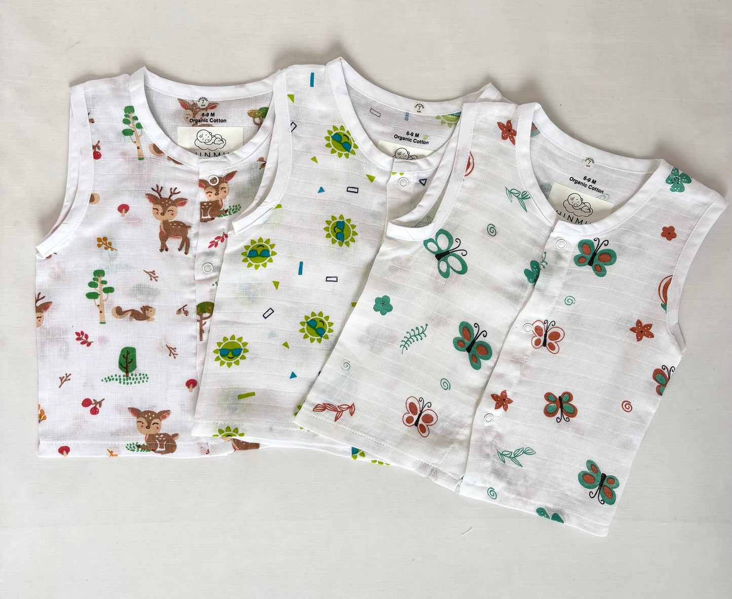 Chinmini™ Butterfly Soft Muslin Jabla Set (Pack of 3) for 6-9 months & 9-12 months