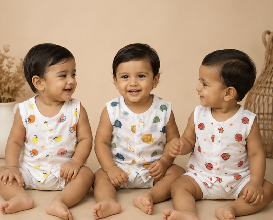 Chinmini™ Soft Muslin Jabla Set (Pack of 3) for 12-18 months