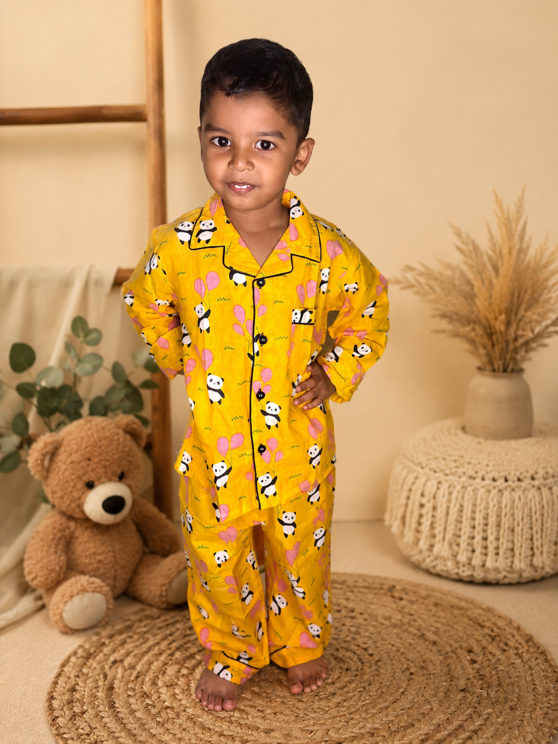 🐼 Panda Balloons Night Suit – 100% Pure Jaipur Cotton