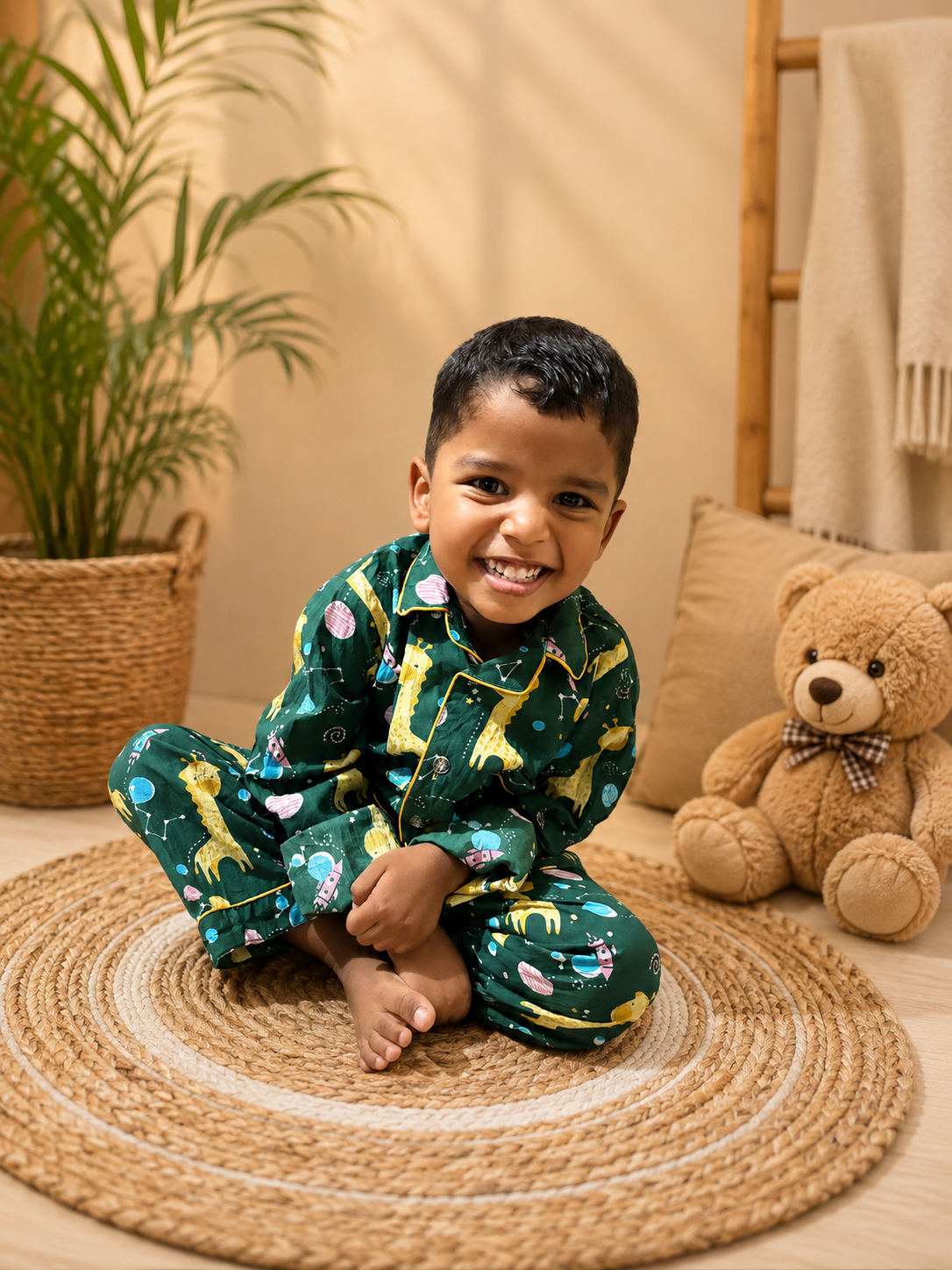 🦒 Giraffe Galaxy Night Suit – 100% Pure Jaipur Cotton