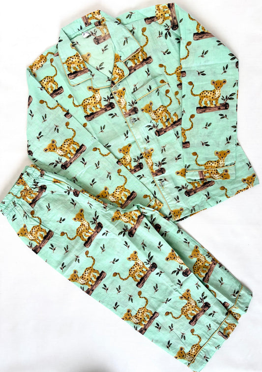 🐆 Little Leopard Night Suit – 100% Pure Jaipur Cotton