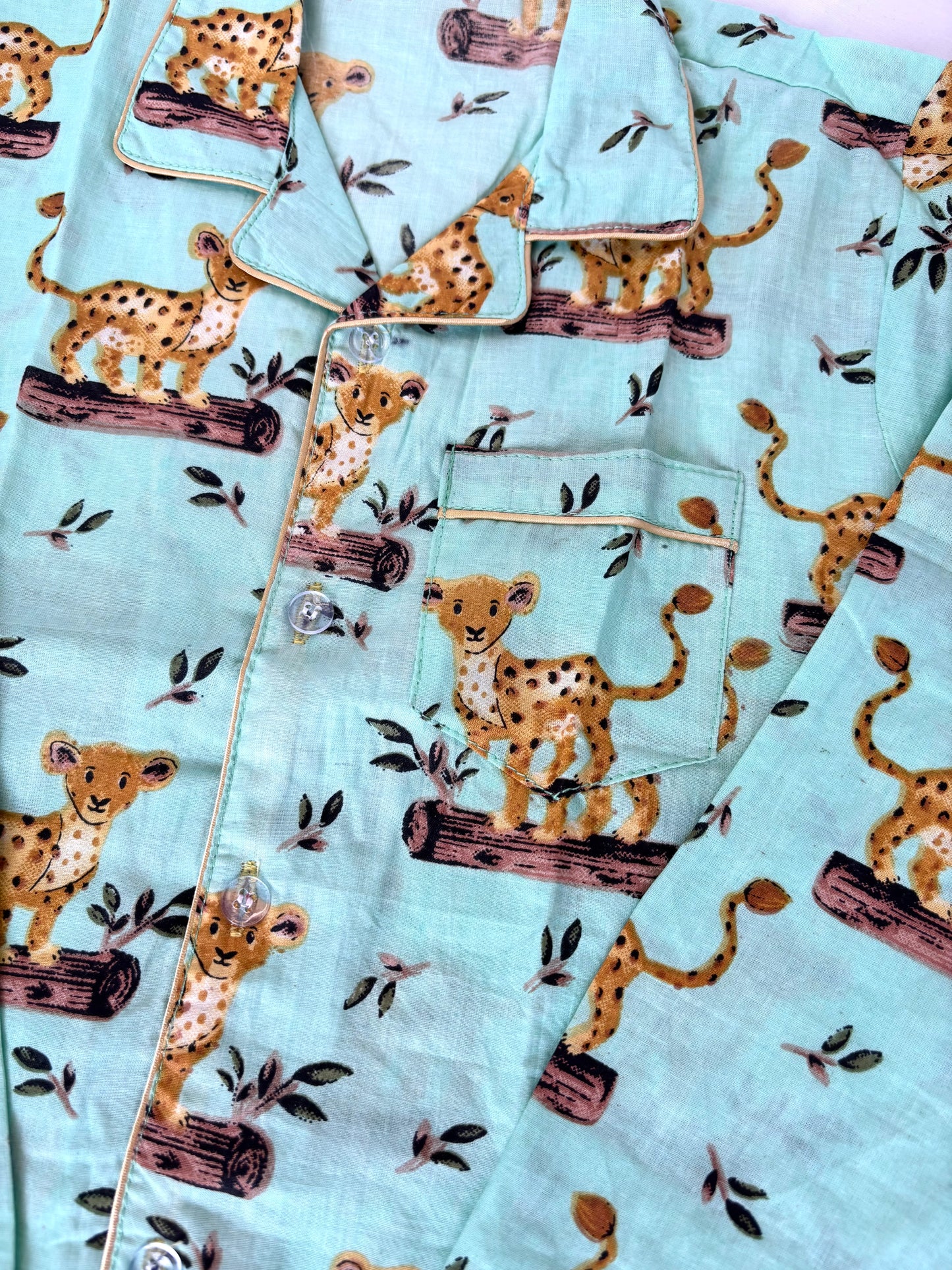 🐆 Little Leopard Night Suit – 100% Pure Jaipur Cotton