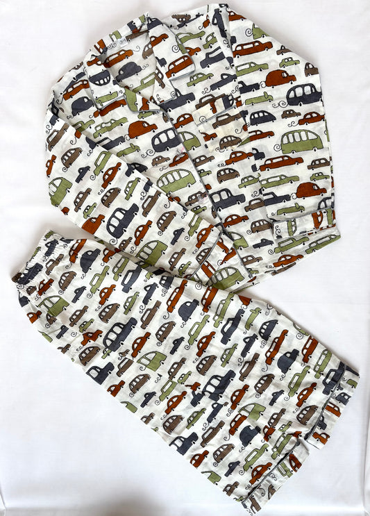 🚗 Little Cars Night Suit – 100% Pure Jaipur Cotton