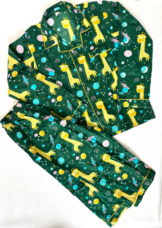 🦒 Giraffe Galaxy Night Suit – 100% Pure Jaipur Cotton