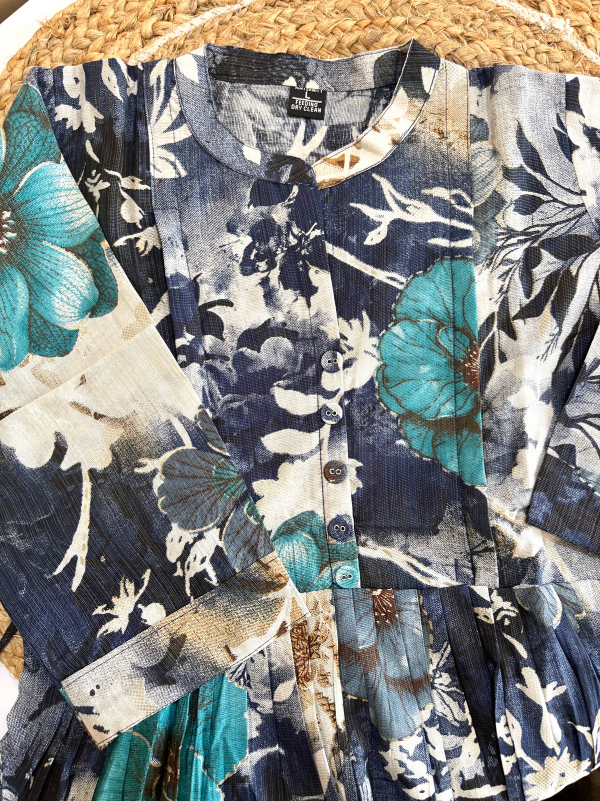 Meadow Blue Feeding Dress(Mandarin Collar Dress)