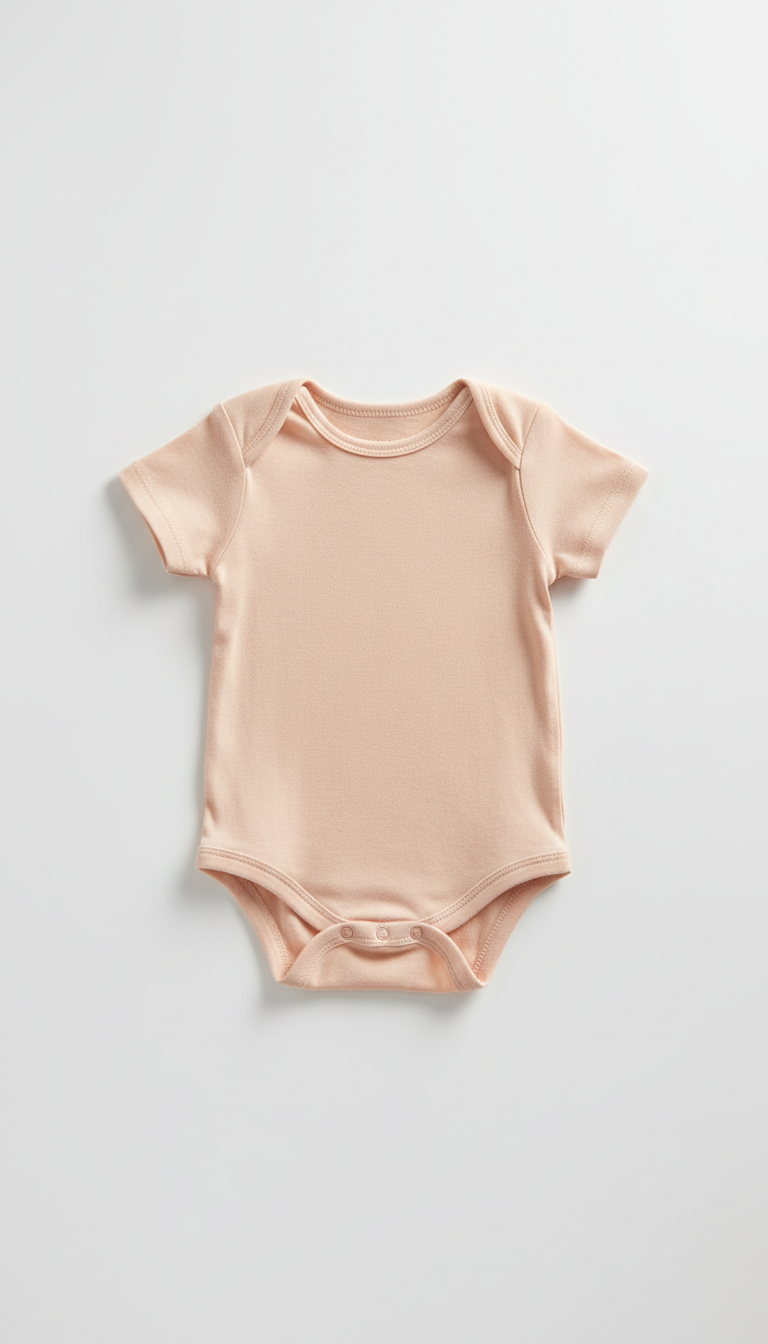 Cotton short-sleeve onesie in petal peach