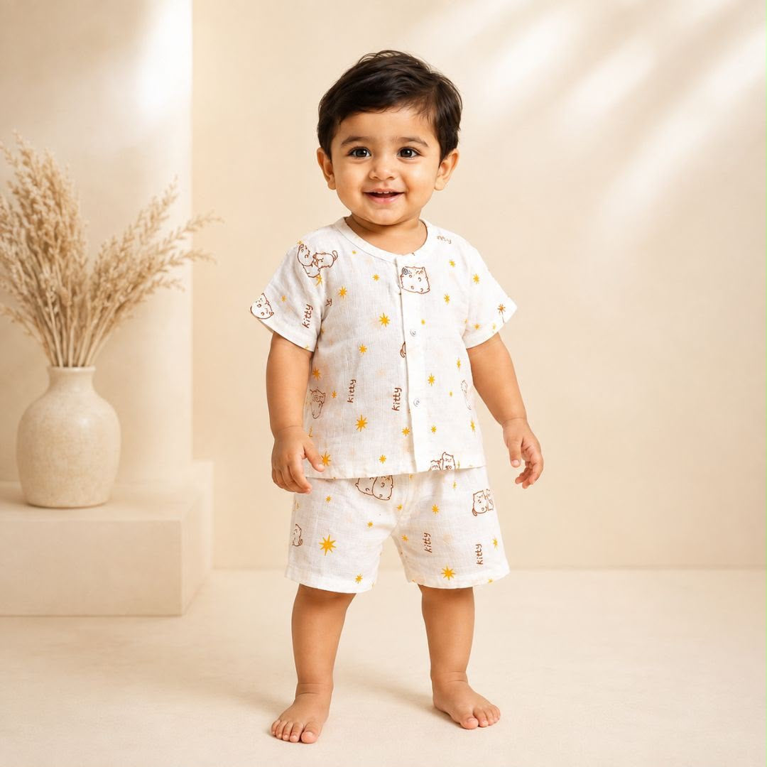 Chinmini Muslin Half Sleeves Unisex Co-Ords