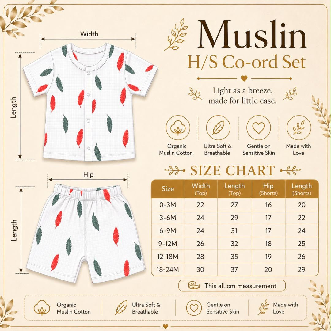 Chinmini Muslin Half Sleeves Unisex Co-Ords